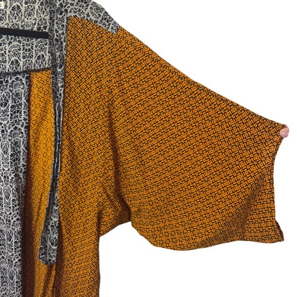 Fab'rik orange long patterned kimono-style open front cardigan size 1 - Picture 5 of 9